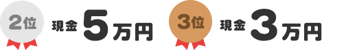 2位 現金5万円 3位 現金3万円