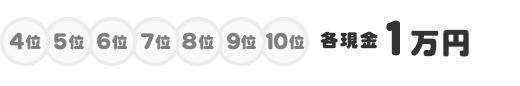4位5位6位7位8位9位10位 各現金1万円
