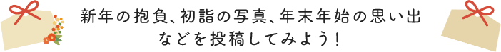新年の抱負、初詣の写真、年末年始の思い出などを投稿してみよう！