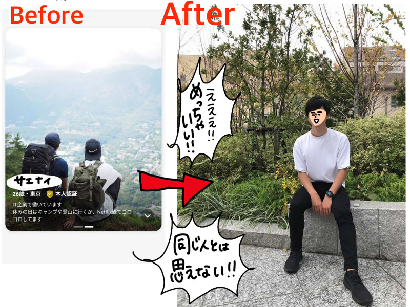 [写真]自然に囲まれて座っているプロフィール写真に変更